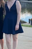 I'm in love with this dress! I originally got a M but exchanged it for a S and it fits so well! The best part is the material is thick enough that no bra is needed! It's a little shorter than I'd like but that's not a big issue for me. I wear this dress all the time and get so many compliments every time! - Alice S.
