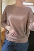 Love this shirt! Hopefully they restock the other colors, because I want more! It's so comfortable, well made, stylish, flattering, beautiful color (mauve/mute pinkish)! Don't hesitate to purchase it. I ordered a medium. - Angie F.