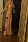 The set is really pretty, the top part is a bit loose (I have a short torso, so the straps are long for me). The waist is also a bit loose. But I think I will just do some alterations so it fits better. The color is more of a pinkish color rather than champagne. The quality of the fabric is amazing, has really nice material, and is not see-through at all. - Lucia C.