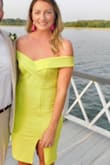 Ha! I was sweating so bad I had to change into a different dress but that was my fault. I should've known a wedding in July in Mississippi probably wasn't the best event to wear this dress to. However, I love it and it has a great feel and fit. It hugged all the right places!! I have some wide hips but a small chest so I did have to shimmy in to it but it was great and I got a ton of compliments. Loved the color! - Lori B.