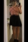Nearly bought this dress for a formal event, but had two issues: one of the shoulder straps didn't want to stay in place, and one of the horizontal straps across the back kept bunching together in the middle with the other horizontal strap so that the pretty back design wasn't quite there. A tad low cut in front depending on how formal your event is, but the cut of the dress was very flattering. - Jocelyn C.
