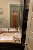 Was too big around my hips/waist and wasn't cheap enough for me to justify getting it tailored. Considered exchanging for a different size but I don't think it would wow me either way. The color is BEAUTIFUL though and the material was very comfortable. PS sorry for the bad pictures. - Claire M.
