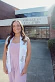 This jumpsuit was great for graduation pics. It was a little long in the legs, so I got it taken up some. The top also slides down a bit, and I had to pull it up periodically. Other than that, it is a gorgeous outfit! - Hannah C.