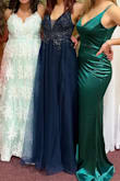 This dress looks even better in person I feel! It is so elegant and comfortable, I wore it all night, no issues! The dress looks super long in the one picture, but I just wasn't wearing my heels. - Anna N.