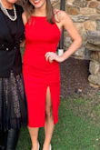 Perfect mid-length dress, even for a petite person! The slit hits just the right part of the leg to make you look longer. - Elena S.