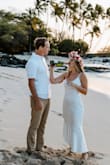 I used this dress for my engagement photos in Hawai'i, and it was perfection. The fabric is soft and silky, and it fits sort of like a slip dress. It has an asymmetric hem, and came down to my ankles at 5'3". I did get it altered to tighten it up in the waist a little, since I am so short and easily swallowed by fabric. That being said, this dress is romantic, sweet, and comfortable. Highly recommend! 

Side note: it pairs perfectly with a bottle of champagne, a lei po'o (Hawaiian word for a lei that goes on your head like a flower crown), and the beach! - Daniela D.