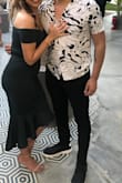 Wore this to a wedding in Cabo San Lucas. Received lots of compliments. This dress hugs in all the right places. Love the playful off the shoulder look with bottom ruffle - Jeanette C.