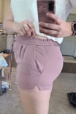 But not in these shorts. Loved the color and the material. Even the waistband fit perfectly and was super comfortable...but the material was SO tight at my thighs. - Ashley S.