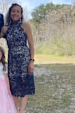 I'm a 4 and ordered a small. Putting it on it fit like a GLOVE to the point where I was nervous. However I wore it for 10 hours to a long wedding where I also was helping coordinate, so constantly moving, and it moved so beautifully & was incredibly comfortable. I got SO many compliments, I started to lose track because women I didn't know commented on how gorgeous the dress was. There is zero spandex so that's my only note to those questioning sizes - it will not stretch but it is true to size. You will look amazing and feel very confident in this stunning dress. - Madisen P.