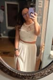 This is the perfect dress for my wedding reception! I got a large & wear a large and it fit perfectly! It's a little long in length and will need to be hemmed but other than that the fit was perfect! I can not wait to wear this. - Shayna M.
