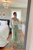 I love the color and fit of these pants. It's pretty high-waisted which I prefer to wear with my cropped tops. It's a little snug but it still looks cute if I leave the top button undone. Love that she has pockets. Very classy pants, see more @thestylestrudel - Sonja B.