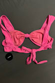 I bought the matching top and bottom, and while I initially felt unsure about the thick straps, this ended up being my favorite of the other pink swimsuits I got from here. If thick straps aren't your fav, you can twist them to make them thinner. The color is so pretty (true to color, even though this photo was taken with yellow-tinted lights above) and it looks very flattering. Slightly thin with double-layer. There are no detachable cups, but it's not see-through. - Terra P.