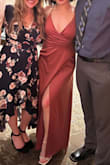 This dress was a perfect fit to my figure. I had to get it hemmed (as I do with many long dresses). I love how this dress accentuated my body and I that was able to move around and dance comfortably in it. My wedding guest attire (dress, shoes, necklace and earring) was all from Lulu's! - MJ P.