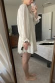 Cute dress, fun sleeves. Actually long enough! It is a little big, wish I would have sized down but I'm not going through the hassle so I'll just wear it - Dorothy-Faye S.