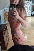 Love! Initially ordered a small, but the skirt was huge. With the XS, the top is a little snug, but I can still move easily and the skirt is perfect. I'm short so it's longer than on the model, but with heels I think it'll look great. The fabric and colors are amazing. I cannot wait to wear this! - Rachel N.