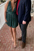I loved this dress! It shows a lot of skin but is very flattering. Great color and shimmer. I would definitely recommend boob tape. I know some reviewers had an issue with side boob but I did not have any worries about coverage even without boob tape on. - Lillian M.