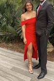 The dress was beautiful and the material is really good. My only issue is that it was a little tight around the chest area, which I had read in previous reviews. Other than that def worth purchasing. - Leyla R.