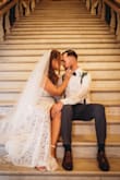 So pretty!!! So...I was still undecided if I was going to wear the veil on my wedding day because we had a courthouse elopement. Once I had my hair and makeup completed and dress on, I was like YES!!!! I loved the length and it is just great quality for the price point AND matched my dress so well. - Krisandra S.