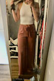 I LOVE these pants! They are comfortable, flattering, good quality, and a great color. I have worn them with a black top and a white top and both look great. If you're considering, I 10/10 recommend! - Jordan E.