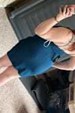 I'm putting runs a little small because I wear a size L. Based on the reviews I ordered an XL and it fit perfectly. This dress is extremely flattering, and I have a belly I wanted to hide. 10/10 recommend. Also makes your butt look really good. Hugs all the right curves. - Caycie S.
