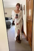 This is my dress! It's everything I was looking for with the perfect price tag! It is simple and classy and elegant and sexy all at the same time! I will add cups (excuse my lack of in the pictures!) and shorten the sleeves and length a tiny bit, but these are simple and inexpensive alterations. I cannot wait to marry the man of my dreams in my dream dress! - Cathon L.