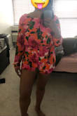 This romper was a comfortable fit and the print and material were stunning. I bought it because I wanted something that would pop against my brown skin and this did the job! The only reason I'm returning it is because the silhouette does not suit my curvy figure, particularly on top. I think this would be a great purchase for someone with a more straight or boxy-type figure. While the bottom was cute and short, while being long enough to be appropriate, the top has too much volume and made me look wide and frumpy. I just need something more fitted or my shape easily gets swallowed.

See specs for my size and order. - Nazneen A.