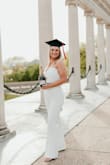 I love this romper so much! It has a modern, eye-catching style! It was exactly what I was looking for! Fit perfect! I got a M & it fit nice. I also love you can still wear a strapless bra with it & you can't see it! 
It's so beautiful!!! - Chelsea S.