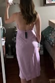 Fit finder suggested size S for me but when I tried it on it was a little too big and the cowl neck had way too much material. Unfortunately when I went back to order XS in the pretty blue color, it had sold out. I ended up getting the lavender (looks pink in person) in XS and the fit is perfect. I plan to wear this dress to a beach wedding. - Olivia S.