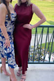 Perfect wedding guest dress! It's so comfy and has a great fit. (First picture has a filter on it. It's a very true burgundy color) - Grayson D.