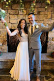 Wore this for our mountain wedding with a white Shaw. It was so beautiful. I did have to get it hemmed and the straps shortened but everything else was perfect. - Bianca F.