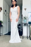 I saw this dress, as it was the style I wanted it. However, it didn't give a wow factor for me. When trying it on, it was tight, in the bust & waist area. The return was easy & got a refund within a week's time. I ended up choosing & loving another Lulus Dress. Overall, it's a beautiful dress; just size up if you have a bigger bust/hip area. - Erika G.