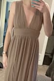 Liked it, didn't love it! Very nice fabric and true to size. Unfortunately this color washed me out. Tried the same dress in silver and that color wasn't flattering either. Very elegant dress, just not for me. - Cassandra R.