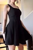 As someone who has a body shape that is particularly hard to shop for, I very rarely can shop online because my waist to bust ratio is extraordinarily disproportionate. I ordered a size small, and I am 5'7 with a 32DD/DDD bust and a 24"-25" waist. My weight varies between 125-130 pounds. This dress is the first item in many years that fits me perfectly. I sometimes just avoid getting new clothes altogether because shopping will often end in tears! I work at a fine dining restaurant, and this dress is just the right length and shape to give a professional yet modestly sexy aesthetic. It is SO helpful when people provide all of their measurements on here (especially bust/waist size, please upload bust sizes!!) with pictures as well, so I've done all of that to hopefully help the next person!! All in all, as someone who can never find clothing that looks good on my body type, this dress fits me nearly perfectly, and the material is incredibly comfortable and of high quality. - Catherine C.