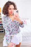 This top is so gorgeous and fits perfectly. I'm busty and normally small but sized up to a medium since the material isn't stretchy, and it fits great. I've worn it a bunch of times already and gotten so many compliments! - Zoha M.