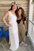I ordered this dress for my late April bridal shower and it was perfect! Love the open back detail and it was super comfortable to wear all day. Only note is that it's see-through in the chest area and gives zero support, with the open back a regular bra wouldn't work. I used sticky bra lifts which worked well and made the fit of the dress much better. - Elaina L.