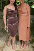 Got this for a wedding and really like this dress. Had to have the straps tightened. The material is a liiiittle on the thinner side so wore Spanx to smooth everything out. - Courtney D.