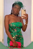 I purchased a size small. I wore this for a derby themed event.  The dress is very beautiful and vibrant color. I got lots of compliments. - Antoinette L.