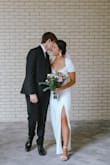 I wore this for my intimate wedding at my church and it was PERFECT! I felt modern, sophisticated, and gorgeous!! Had to get it hemmed because it was a little long, but worth it! People gave me so many compliments for the dress and the thought it was a dress from a wedding boutique for hundreds of dollars - Jeanette Y.