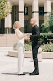 Absolute perfect jumpsuit for a courthouse elopement or any special occasion! The quality was amazing and the fabric was very comfortable. It was not see through, which is a major plus! I did have to hem the pants a few Inches because I have short legs, but the rest for like a glove! I have a long torso and jumpsuits always ride up the front and back & this one didn't!!! The perfect amount of stretch and hold! - McKenzie C.