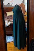 I really should have been a size L, but they were out, so I got an XL. It actually fits very nicely - just a little loose on the top. I'll add a few safety pins on the day of the event.
The top of the dress is not structured (I wish it was!) A bra would show through the lace, so I plan to tape my boobs.
As others have noted, all Lulus dresses come VERY long-like, made for a 6-foot-tall person! If you're not that tall, just plan on tailoring it to the right length. Easier to make it shorter than longer. :p
This photo was taken after I cut 6" off the length, and I'm wearing 2" heels. Note for those who plan to DIY the tailoring: because the outer fabric and the lining are different sizes, you'll need to hem them separately. - Laurel H.