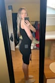 This dress in medium fit me like a glove. Made the booty look good and was classy but sexy. Only complaints are that some reinforcement is needed at the top of the slit as it goes up the thigh which is the biggest part of my leg. I took mine to a seamstress to ensure that the slit would not rip upwards. Also the dress material is thick enough and was not see through in the black so I found the under layer very annoying as it is much shorter than the dress and slides up your butt and back every 5 mins. You will have to continuously put your hands up your dress to pull down that inner layer and straighten everything out so that you don't look like a hunch back. Wish someone had written that in the review. I will keep the dress as I needed it for a wedding and take it back to the seamstress and ask for them to sew the inner layer to the dress or have them remove it. It was annoying! - Taylor B.