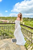 I bought this dress for our elopement and I'm absolutely in love with it! Fits exactly how it's supposed to and works really well with my E cup. I've got tones of compliments. - Natalia L.