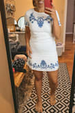 I like the fine details of the Embroidered ornament. This dress has a lining that makes it not see-through. Alas I'm trying to keep what 100% right and wasn't that for me, sadly sent back - Noa N.