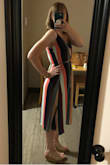 Ordered a size up from my usual based on other reviews since I prefer a slightly looser fit. Had to shorten up the straps considerably, but that gave me a much better fit on the bust- so glad the dress has adjustable straps! Still gaps a bit at the underarms, but not enough to make me feel self-conscious. Felt so beautiful wearing this dress. Love how cool and comfortable it is, and how easily it can be dressed up or down. This one is a winner! - Elizabeth D.
