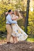 I wore this dress for my engagement pictures and it was perfect! It is light and comfortable and moved beautifully for photos! I usually wear between a S and a M, but I'm glad I went with the S based on how it fit my chest (I think the medium would have gapped a bit).  The only alteration I needed was that I added a small tack to make it less low-cut, but it was a great length which surprised me at 5'3" (I did wear 2" heels with it). Overall this dress could not have been more perfect for what I was looking for and I definitely recommend it! - Hallie T.