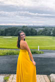 This dress fit me so well and I was so comfortable in it all evening! I wore it to a wedding and could dance without feeling like I kept having to fix it. I wore a strapless, backless sticky bra and that evened out the top. I also had a tailor take a tiny bit of length off the bottom because it was a tad long on me and had him put a little hidden snap so that I could snap the slit closed when it was windy (but you could get away with not doing that too!) I would recommend this dress to anyone and am so glad I bought it! - Kristina V.