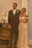 I originally bought my wedding dress 2 months after having my son and loved it. As I lost weight and had it altered I hated the way it fit me SO I bought this dress on a whim maybe 3 weeks before my wedding? It fit me like a glove with no alterations needed! Everyone complimented me on it and it was very comfortable. - Katie B.