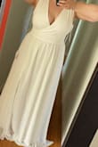 The material is high quality, I have returned a couple due to buying the wrong size( which was on me cause I didn't bother measuring myself) & the returning process and customer service was great. I'm wearing this dress for my outdoor wedding. I love lulus and would recommend 100 times over. Also sorry for the braless photos - Erin F.