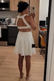 This dress was super comfy! The material was thick enough where I didn't have to worry about it being see-through and I also could wear it without a bra. However, I wish I had sized down to an XS - the small technically fit but the waist of the dress did not hit in my natural waistline (the dress was too long in the torso for me) which led it to feel a bit long and less of a flirty, cute dress. I won't be wearing this :( - Valerie C.