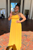 This dress was perfect for a sorority photo shoot I attended. It was loose in the bust for me, but the adjustable straps made that and easy fix. I'm glad I had extra room for my shape wear. The dress is beautifully made and I felt so beautiful wearing it. - Blaire W.